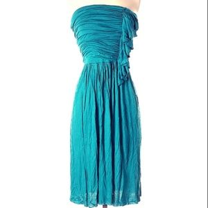 TEAL J. CREW -Cascading Ruffle Strapless Dress SZ 0